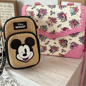 Disney Loungefly Princess Tattoo Satchel & Primark Mickey Straw Crossbody Set